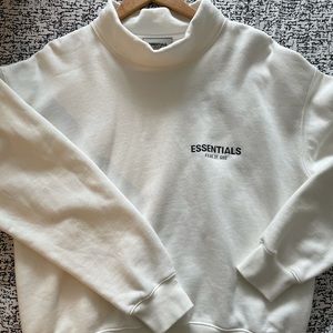 Essentials White Mock Neck Sweatshirt